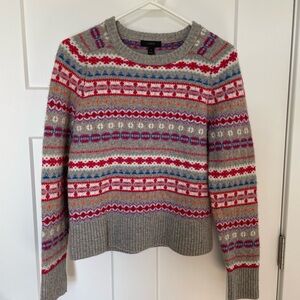 J. Crew Gray Multicolor Patterned Sweater